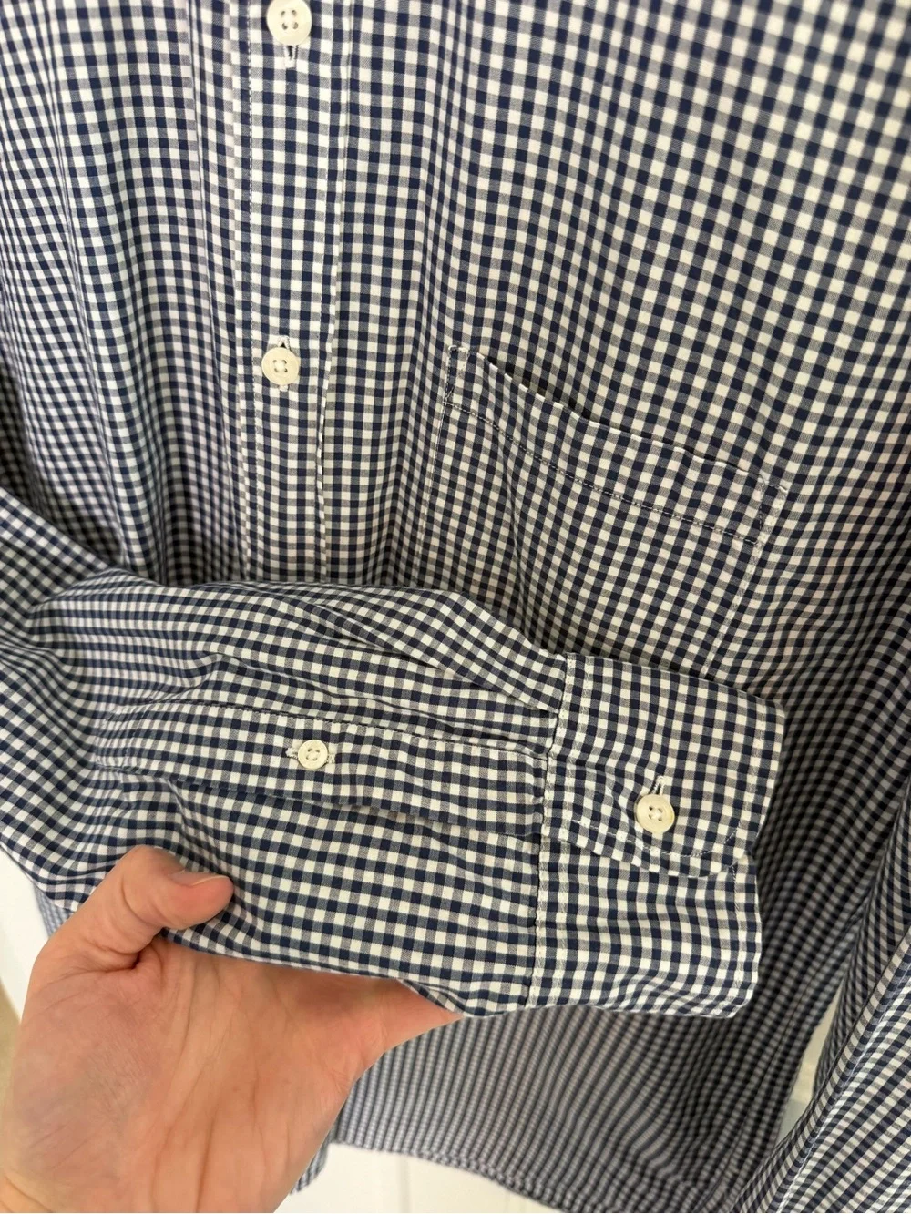 J.Crew Men’s Large Navy Gingham Cotton Button Down Shirt Preppy